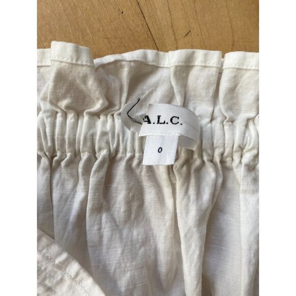 𝅺ALC Bnwot White "Cecilla" Cargo Skirt Linen Blend Sz 0 Front Slit Drawstring - Picture 3 of 5